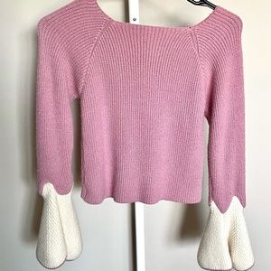 Pink and White Sweater w/ Bell Shaped Cuff